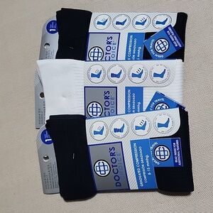 3 Doctor's Choice |2 Black,1 White Graduated Compression 8-15mmhg Sock Size 9-11